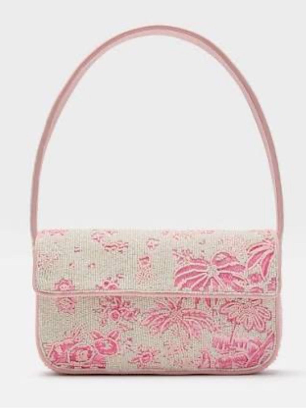 LIKE NEW STAUD Tommy Beaded Bag, Cherry Blossom Ivory Toile